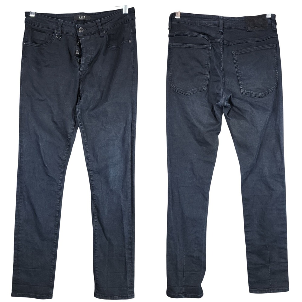 Neuw Jeans sz 29x32(31) Mens Ray Tapered Button Fly Faded Northern Black Stretch